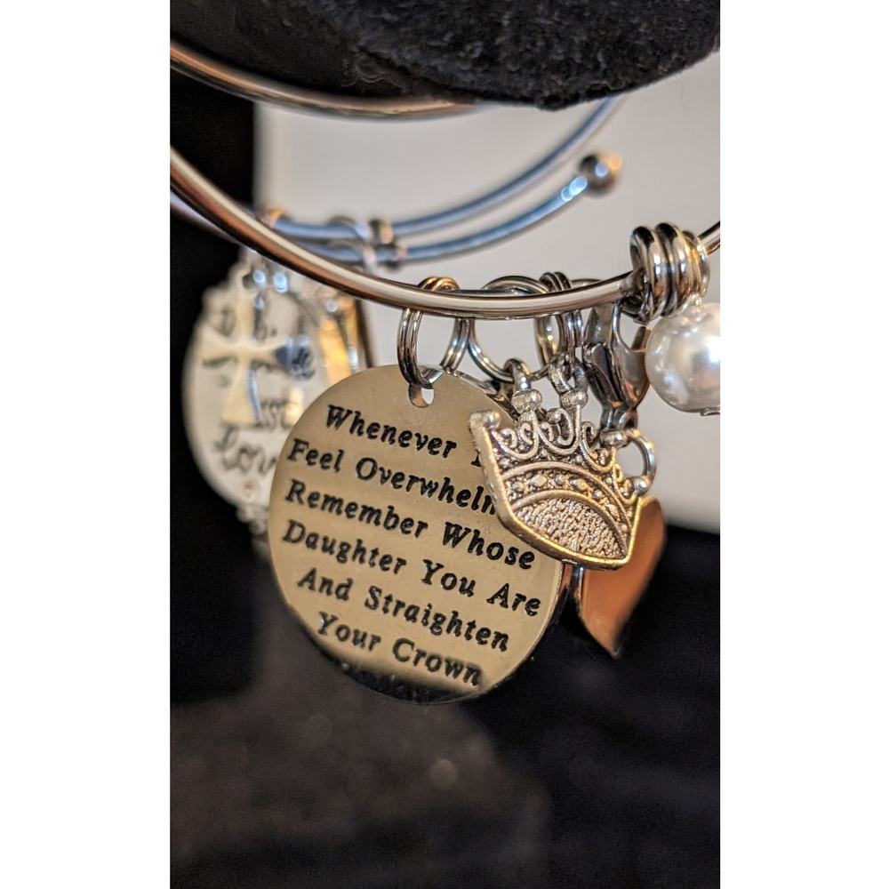 Three Silver Tone Bangle Style Bracelets - image 3